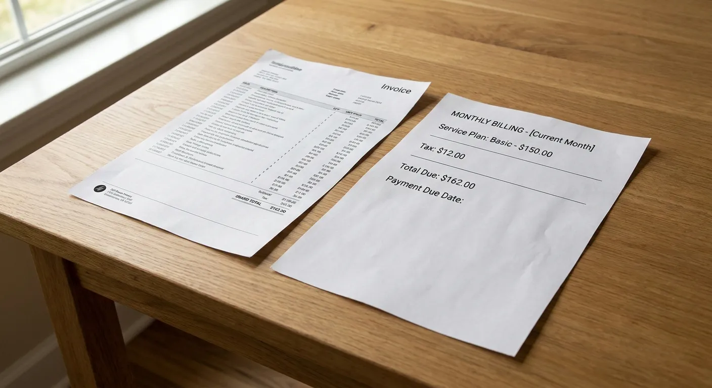 Deux feuilles de facture côte à côte - solution à la carte vs solution tout inclus agent vocal IA