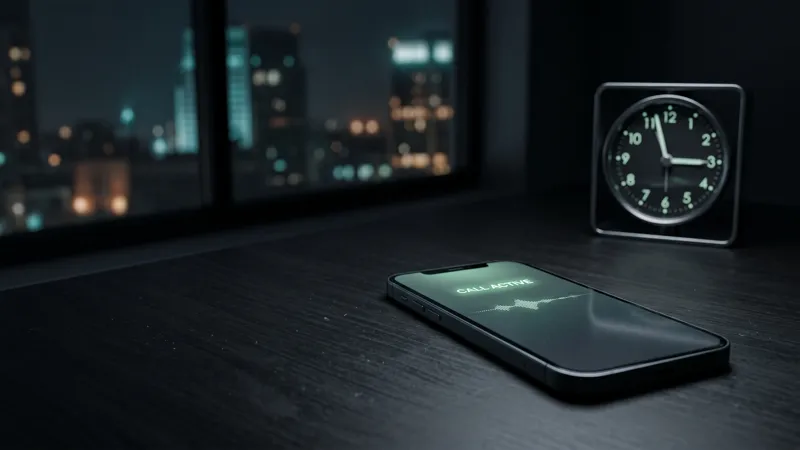 Smartphone actif la nuit illustrant la disponibilité 24h/24 d'un agent vocal IA Konten