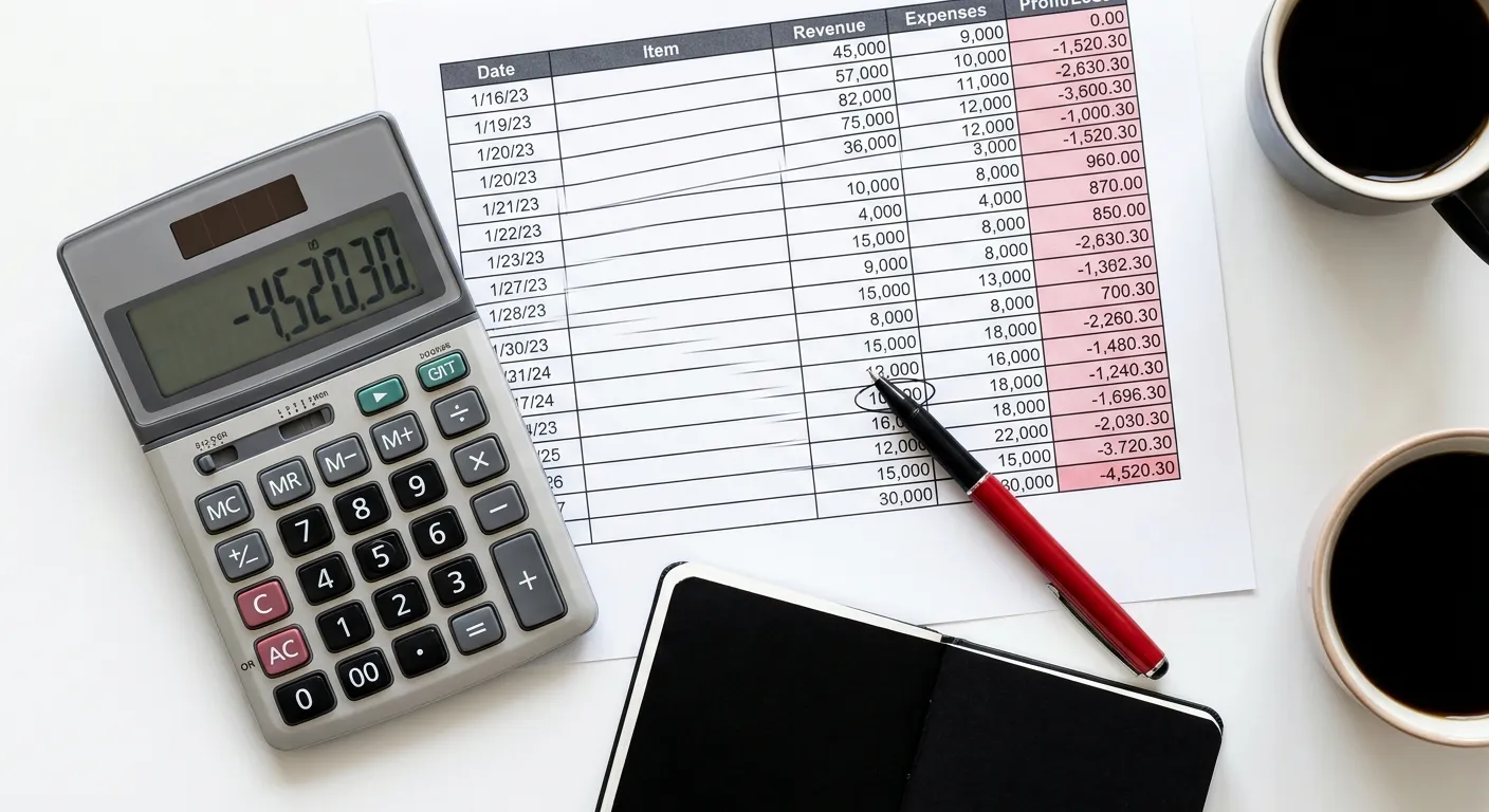 Calculatrice et tableur Excel avec des colonnes de pertes de chiffre d'affaires dues aux appels non répondus