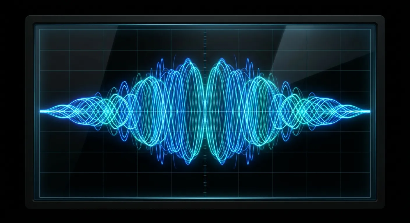 Visualisation d'ondes sonores représentant la qualité et la fluidité de la voix IA Voxtral de Mistral
